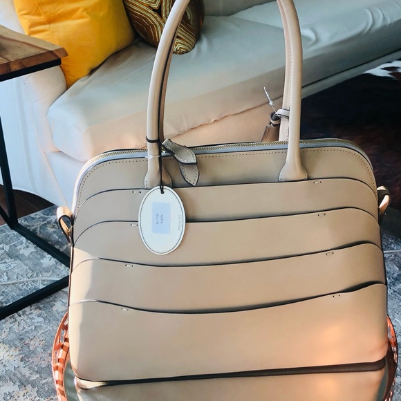 BOLDRINI SELLERIA RARE & GORGEOUS LARGE VACCHETTA LEATHER HANDBAG - ARGILLA - Picture 11 of 16